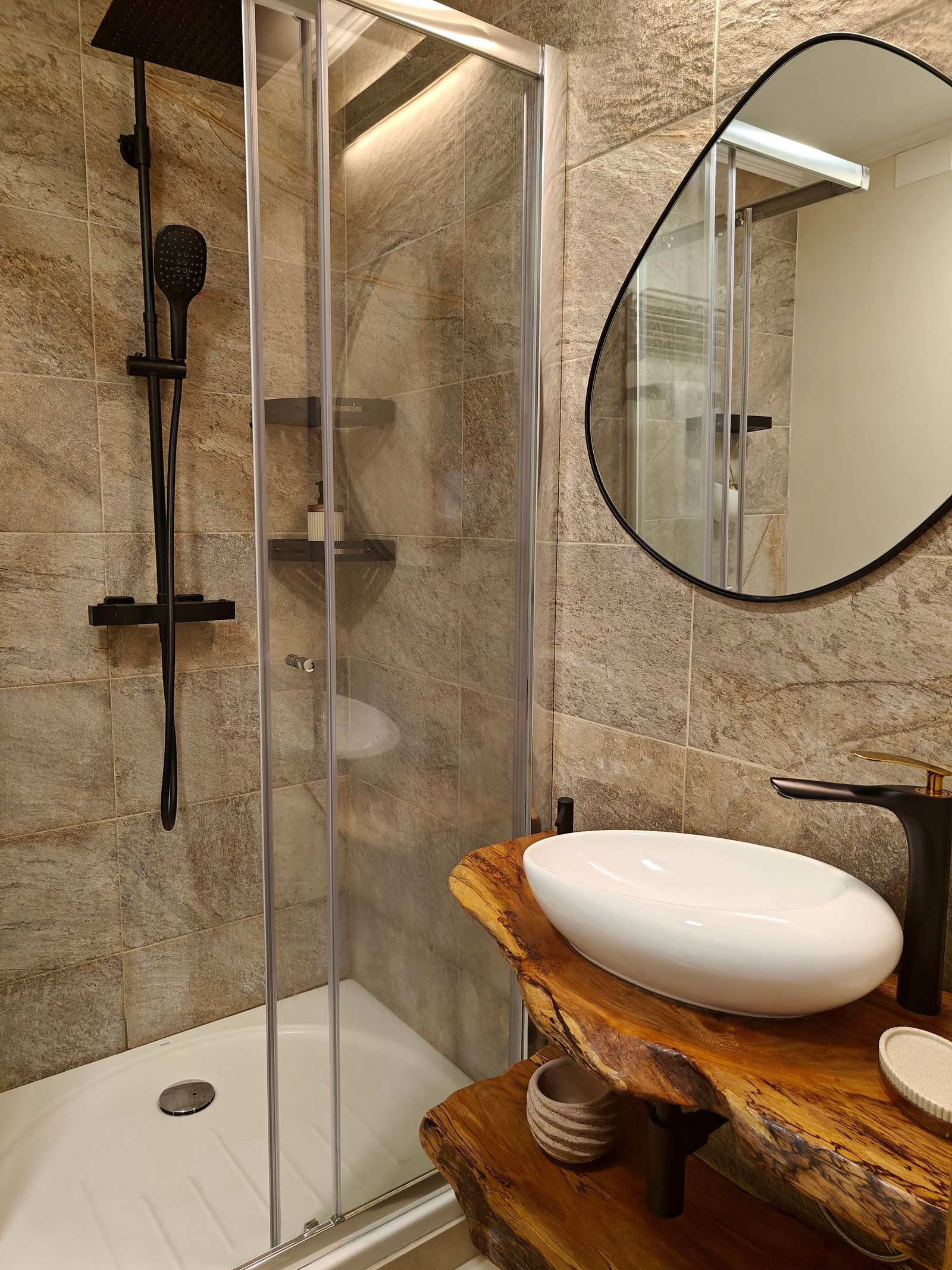 Cozinha e sala de estar da Casca de Noz